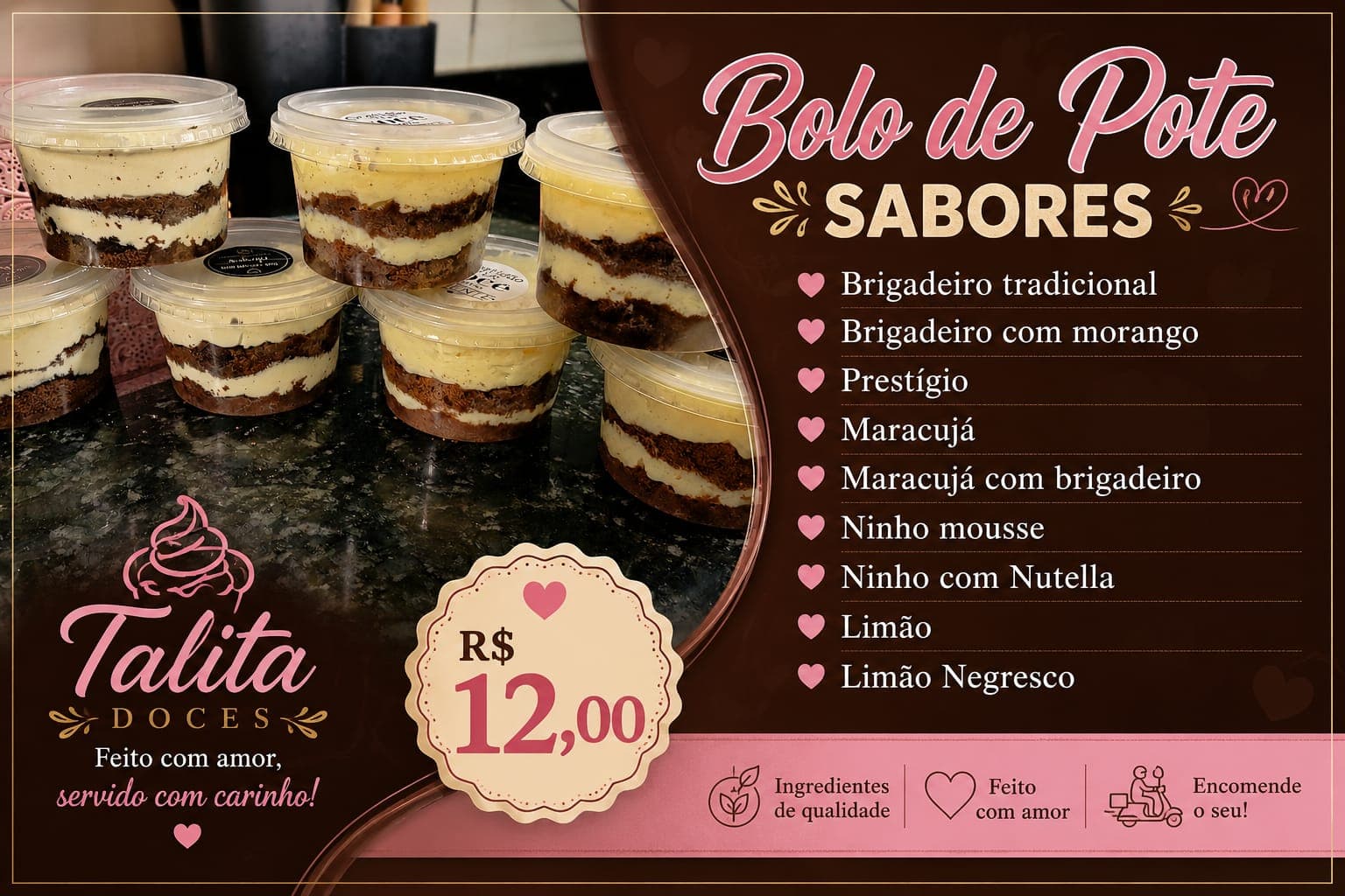 Cardápio Bolo de Pote